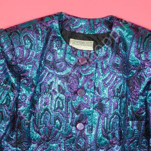 Givenchy Jacket Womens 44 Blue Purple Nouvelle Boutique Vintage Shimmer Wild